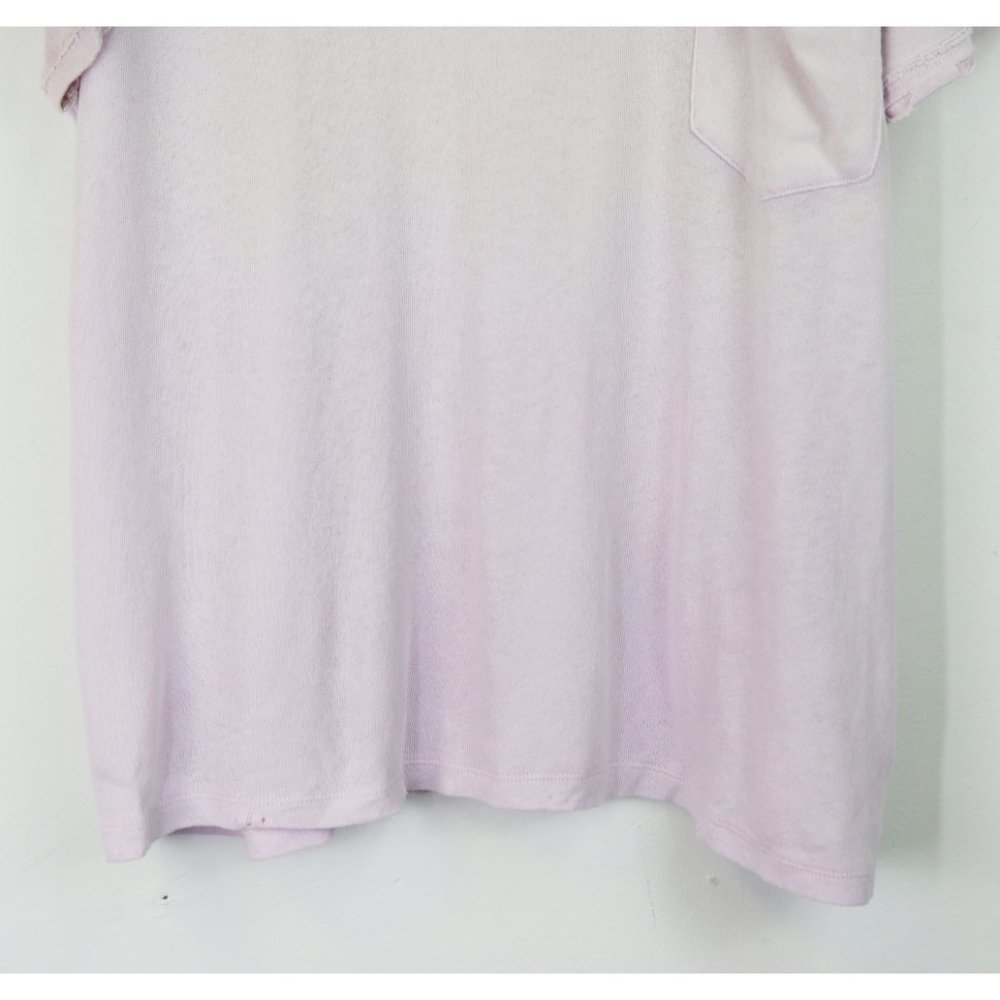 NWT Free People Lucky Distressed Oversized Pocket Crew Tee Shirt Lavender Medium - Picture 7 of 10